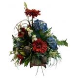 Handcrafted Floral  Arrangement in Metal Planter