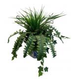 Faux Arrangement in Blue & White Planter