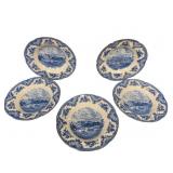 5 Johnson Bros Blue Willow Bowls - 9"