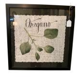 Framed Oregano Herb on Burlap Paper - 22 x 22 x 2