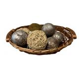 Basket with Assorted Deco Balls