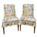 2 Floral Chairs - 39 x 18.5 x 26