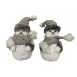 2 Plush Snowmen Figures - 9.5" Tall