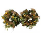 2 Handcrafted Decorative Wreaths - 13" Round