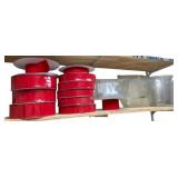 Shelf Lot of Red Ribbon & More