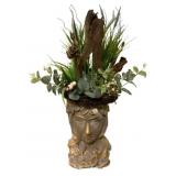 Handcrafted Head Vase w/ Faux Flowers