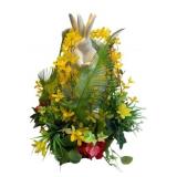 Handcrafted Faux  Arrangement w/ Bunny Statue