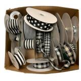 Box Lot of Black & White Ribbon