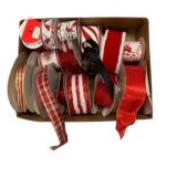 Box Lot of Assorted Christmas Ribbon