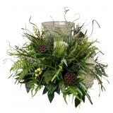 Handcrafted Centerpiece w/ Glass Hurricane