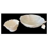 Milk Glass Dish & Bowl - 3 x 10