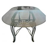 Oval Glass Top / Metal Base Dining Table