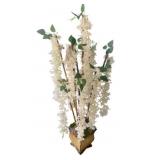 Faux Wysteria Floral Arrangement in Metal Planter