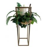 Candle Holder w/ Candle & Faux Greenery