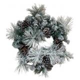 Flocked Pinecone Wreath - 24" - w/ lights