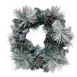 Flocked Pinecone Wreath - 24" - w/ lights