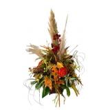 Handcrafted Fall Arrangement in Metal Planter