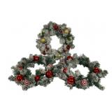 3 Artificial Flocked Holiday Wreaths - 16"