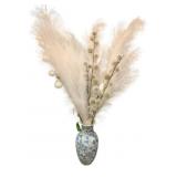 Blue & White Vase w/ Feathers - 36 x 8