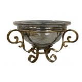 Centerpiece Fluted Glass Bowl w/ Ornate Stand
