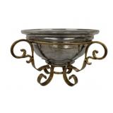 Centerpiece Fluted Glass Bowl w/ Ornate Stand