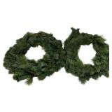 2 Artificial Pine Wreaths - 24"