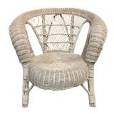 White Wicker Chair - 33 x 33 x 30