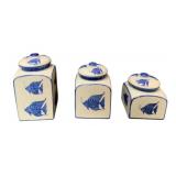 3 Pc Fish Canister Set - 7.5 x 4 x 4