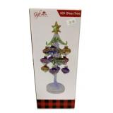 Handcrafted Glass LED Tree w/ 12 Ornaments in