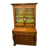 Antique Empire-Style Secretary Bookcase w/ key