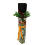Light up Glass Crackled Snowman - 21 x 6