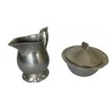 Pewter Creamer & Sugar Bowl - 4.5" tall