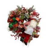 Handcrafted Christmas Lighted Chef Santa Wreath