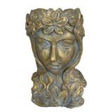 Bronze Finish Polyresin Female Head Planter
