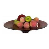 Art Deco Red Glass Bowl w/ artificial fruit