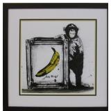 Monkey with Banana Painting by Banksy