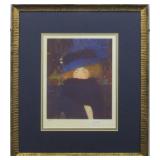 Lady w/ Feather Hat and Boa print by Gustav Klimt
