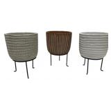 3 Three Hands Planters w/ Metal Stands