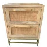 Cresset Wood & Rattan Cane 2-Drawer Stand