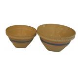 2 Vintage USA Pottery Mixing Bowls