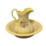 Vintage Ceramic Wash Basin & Pitcher - 13 x 15