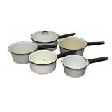 5 Enamelware Pots - 1 w/ Lid