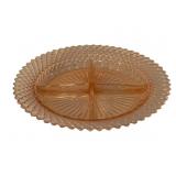 Pink Depression Glass Divided Dish - 8.75" round