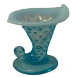 Vintage Fenton Blue Opalescent Hobnail Cornucopia