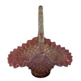 Vintage Fenton Cranberry Opalescent Hobnail Basket