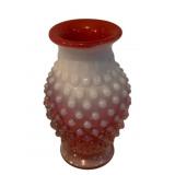 Vintage Fenton Cranberry Opalescent Hobnail Vase