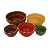Set of 5 Stoneware Mixing Bowls