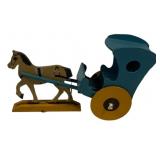 Wooden Horse & Buggy Toy - 15 x 4 x 9