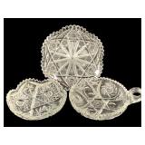 3 Crystal Dishes - 7" Round