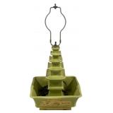 Vintage Pagoda Ceramic Lamp - 12" Tall